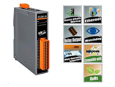 泓格網(wǎng)絡型I/O模塊具2-port Ethernet Switch及16-ch Power Relay輸出